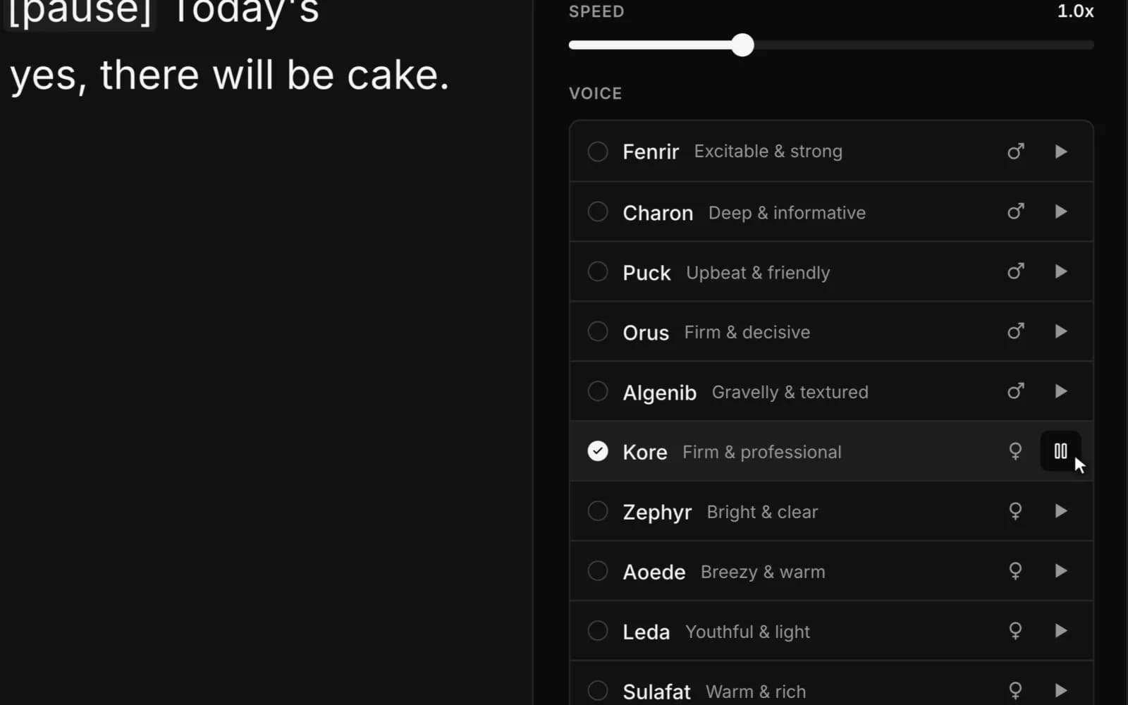 Voice picker, Playing state
